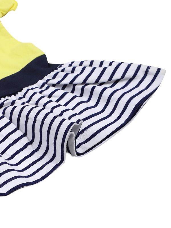 Girls Medium Yellow Short Sleeve Knitted Dress image number 3